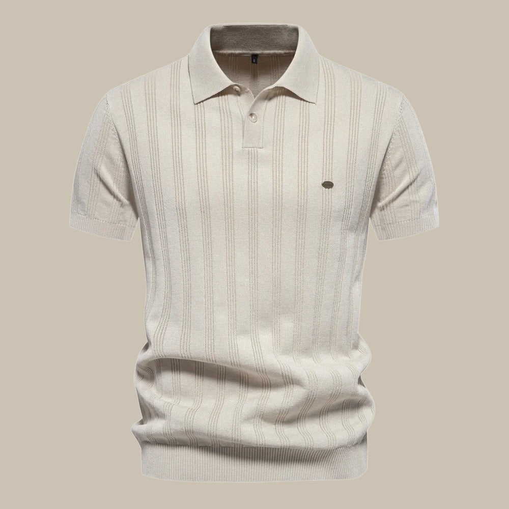 Polo Uomo in Tessuto Strutturato con Colletto Classico