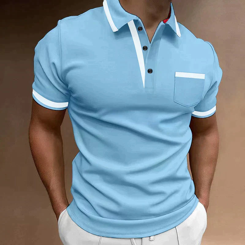 Polo Golf Uomo Manica Corta con Tasca sul Petto