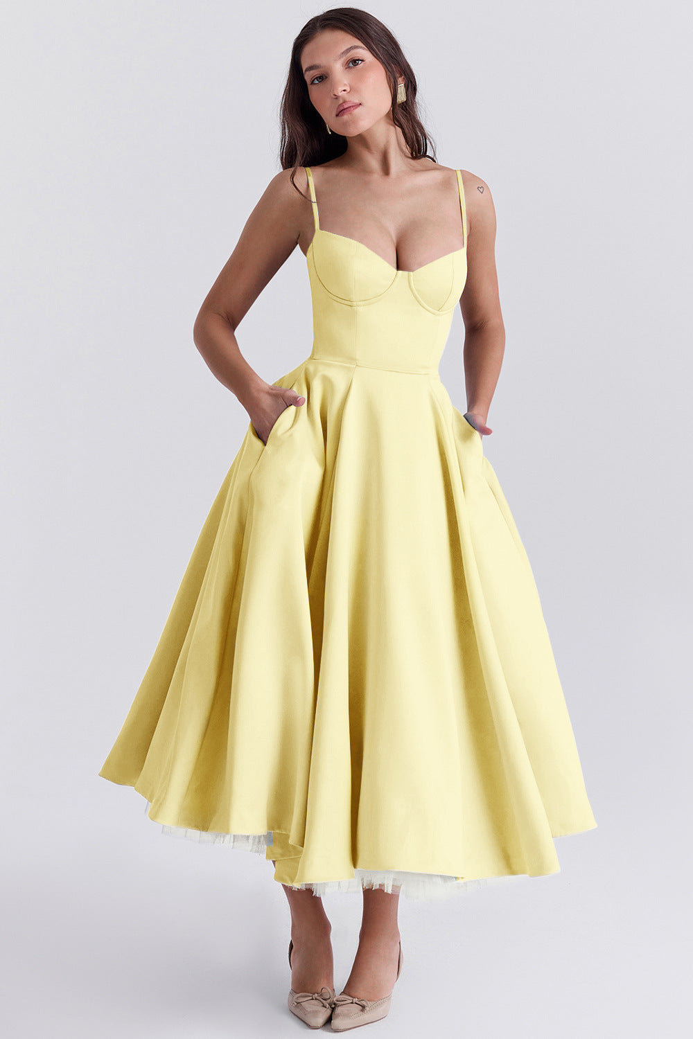 Abito Midi Donna Bustier Senza Maniche