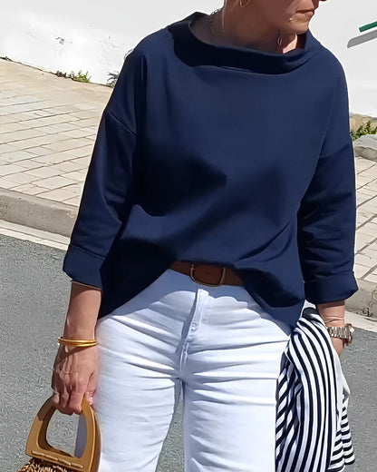 Blusa Donna Casual Scollo a Cascata Manica