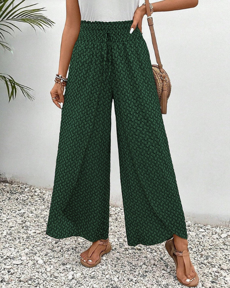Pantaloni Donna Estivi Vita Alta Motivo Geometrico