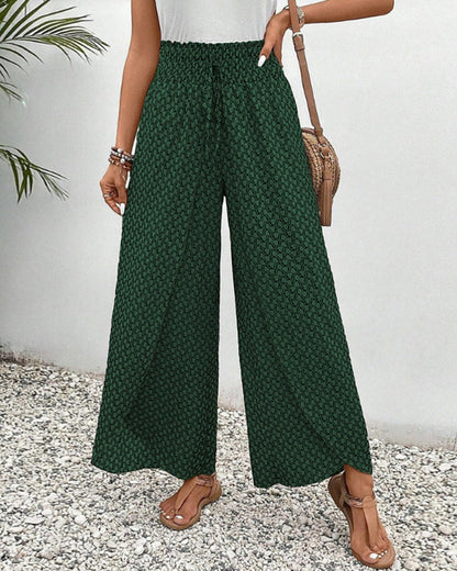 Pantaloni Donna Estivi Vita Alta Motivo Geometrico