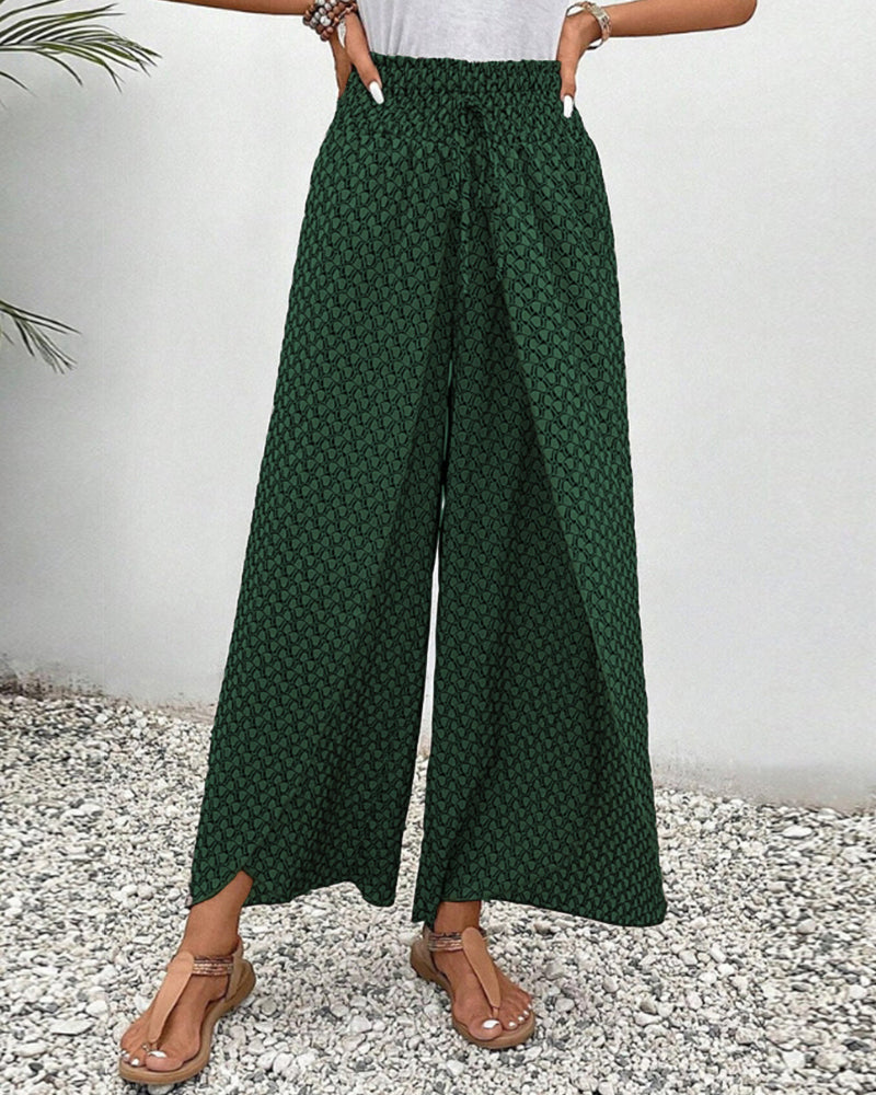 Pantaloni Donna Estivi Vita Alta Motivo Geometrico