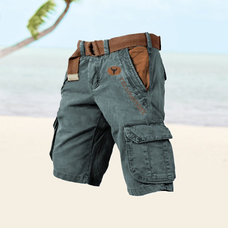 Bermuda Cargo Uomo Multi Tasche Tessuto Resistente