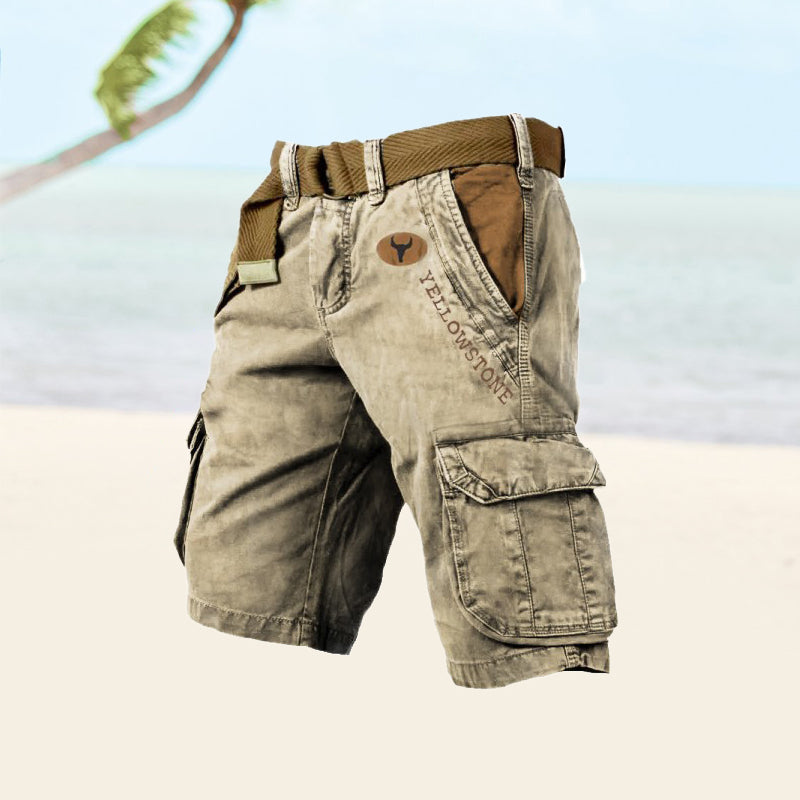 Bermuda Cargo Uomo Multi Tasche Tessuto Resistente