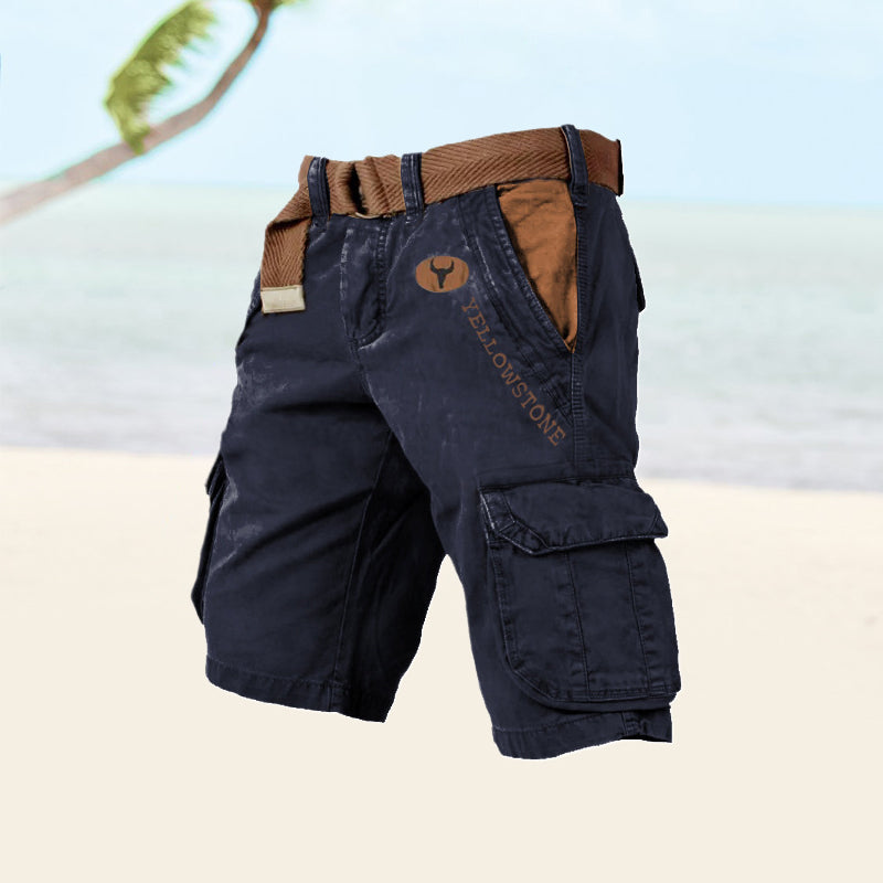 Bermuda Cargo Uomo Multi Tasche Tessuto Resistente