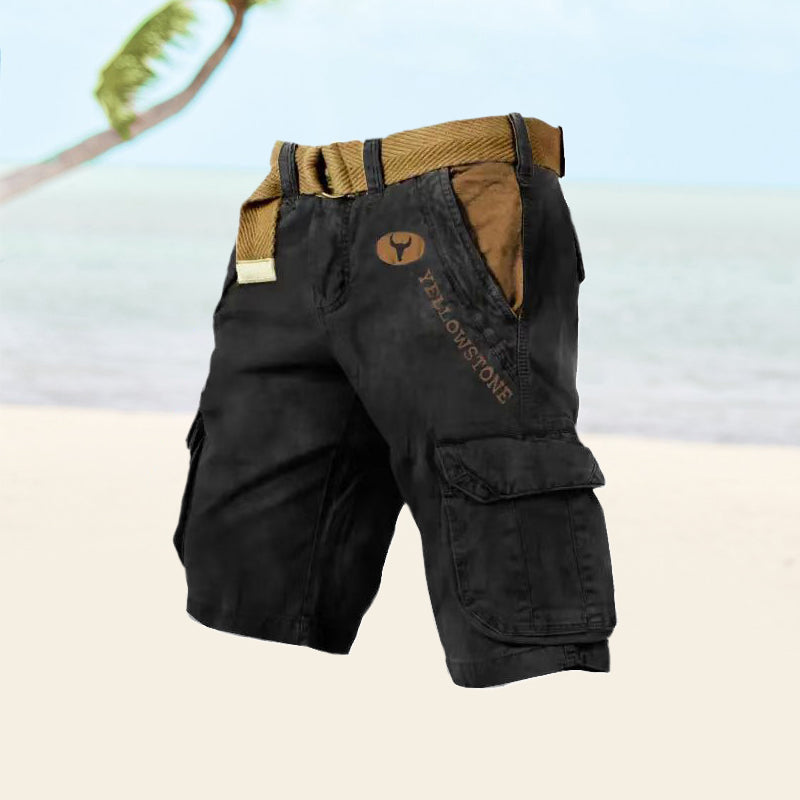 Bermuda Cargo Uomo Multi Tasche Tessuto Resistente