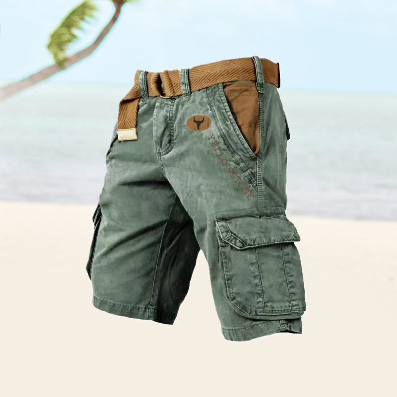 Bermuda Cargo Uomo Multi Tasche Tessuto Resistente