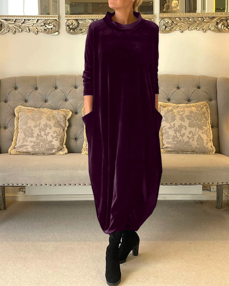 Abito Donna in Velluto Manica Lunga Elegante Comodo