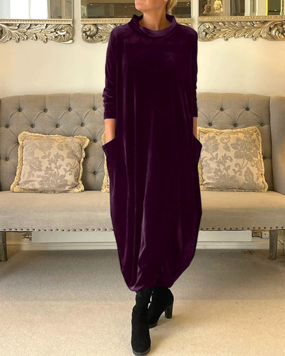 Abito Donna in Velluto Manica Lunga Elegante Comodo