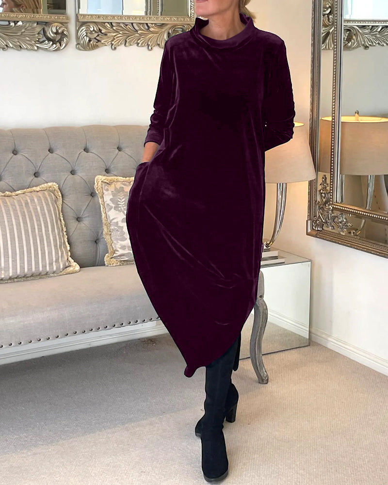 Abito Donna in Velluto Manica Lunga Elegante Comodo