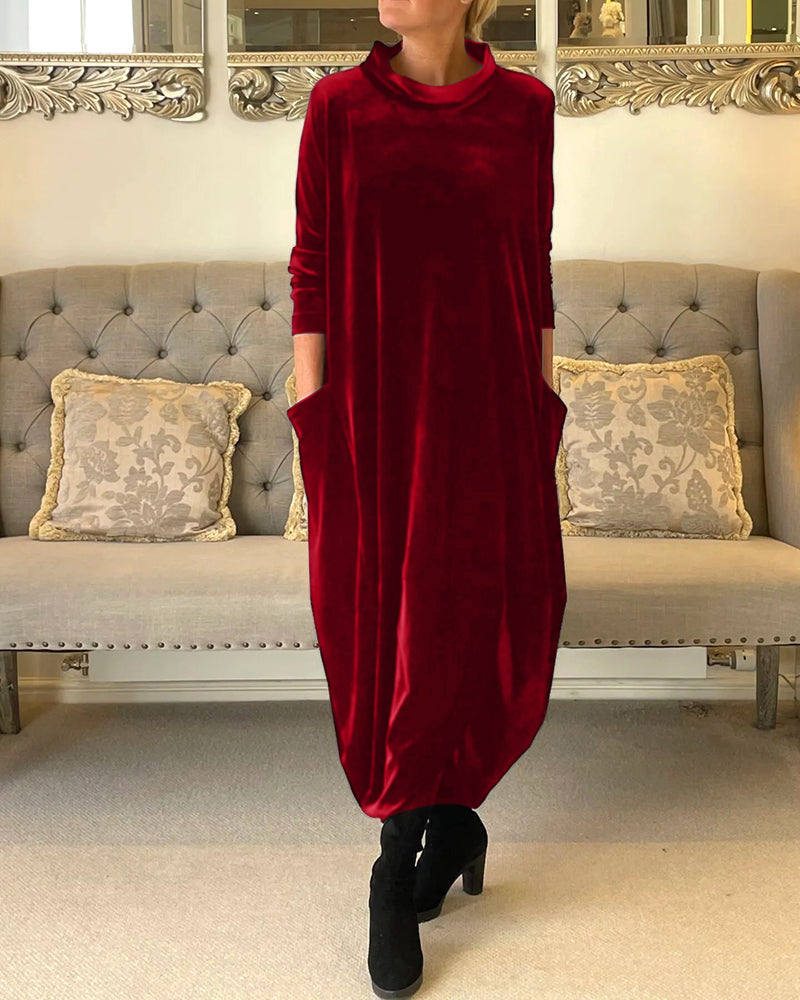 Abito Donna in Velluto Manica Lunga Elegante Comodo