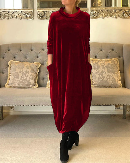 Abito Donna in Velluto Manica Lunga Elegante Comodo