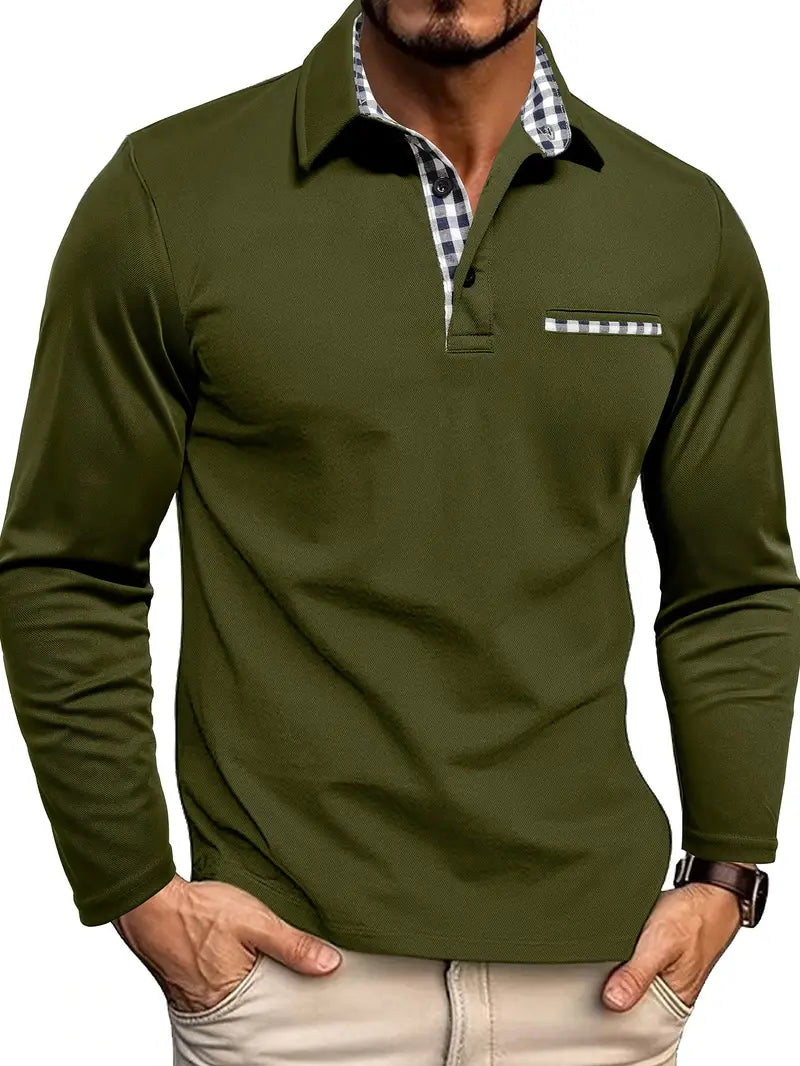 Polo Uomo Manica Lunga Casual Cotone