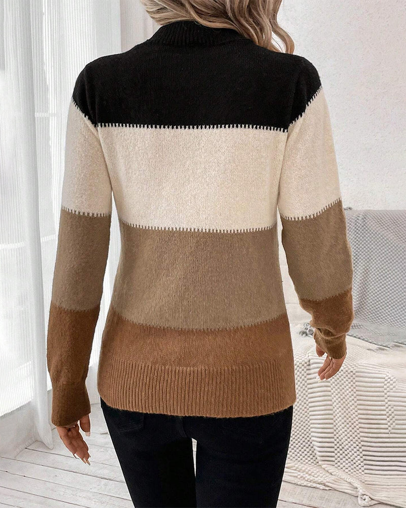Maglione Donna Colorblock Morbido e Caldo
