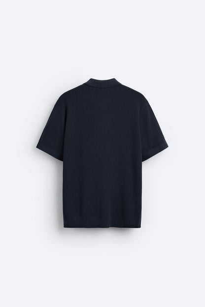Polo Uomo Maglia Lavorata con Zip Slim Fit
