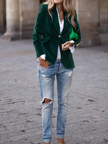 Blazer Donna Monopetto Scollo Classico Vestibilità Slim