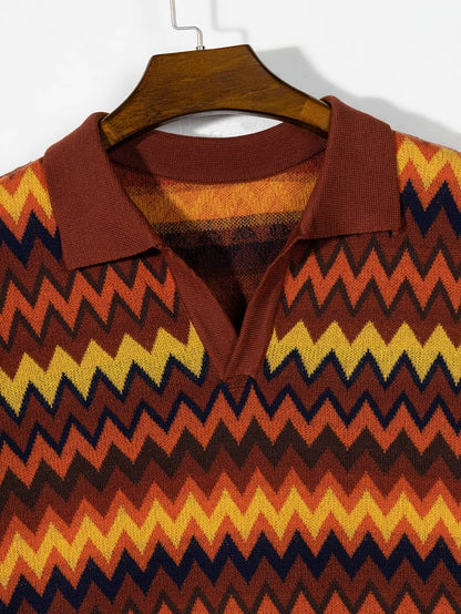 Maglione Donna Retro Motivo Zigzag Vestibilità Classica