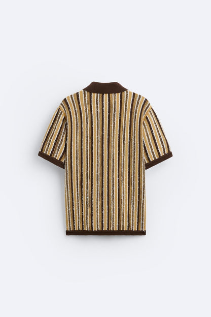 Polo Uomo in Maglia a Righe Stile Retrò