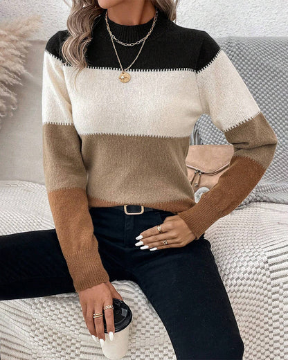 Maglione Donna Colorblock Morbido e Caldo