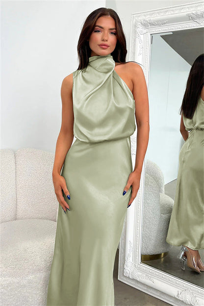 Abito Donna Scollo Halter Taglio A-Linea