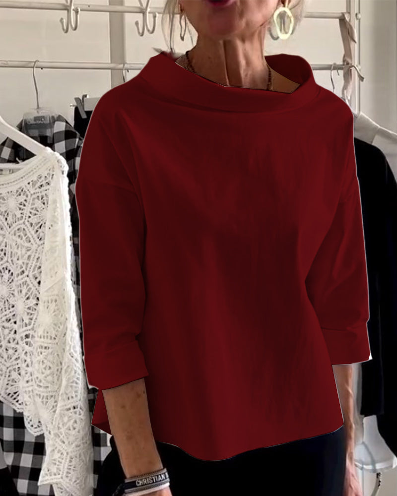 Blusa Donna Casual Scollo a Cascata Manica