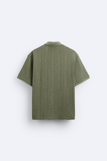 Polo Uomo Maglia Strutturata con Zip