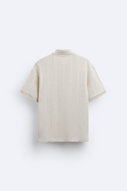 Polo Uomo Maglia Strutturata con Zip
