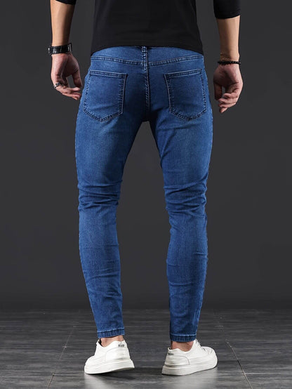 Jeans Uomo Skinny Slim Fit con Chiusura a Zip