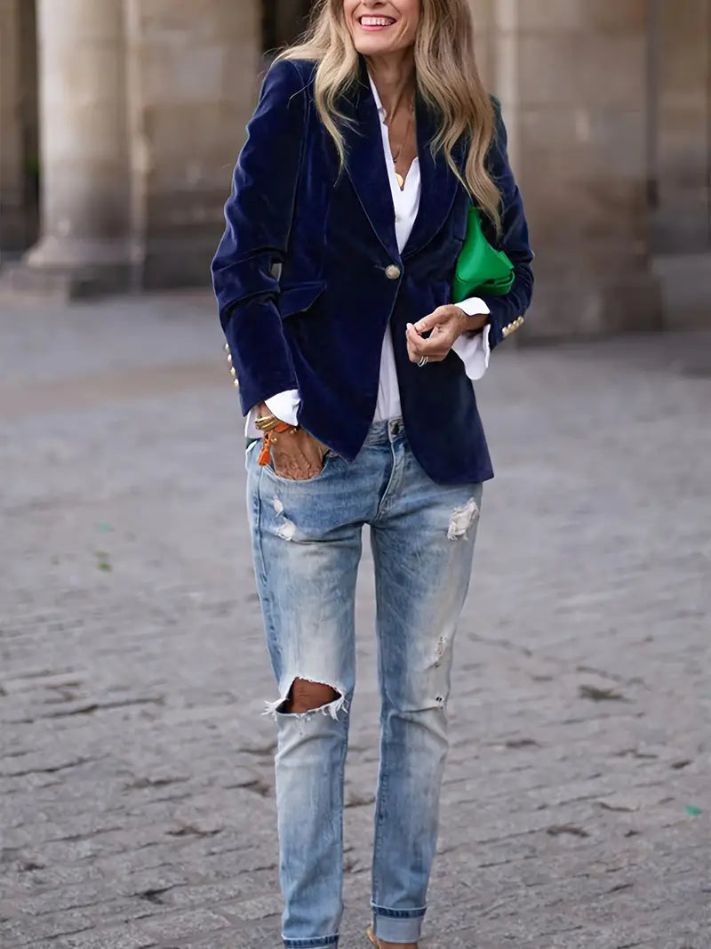 Blazer Donna Monopetto Scollo Classico Vestibilità Slim
