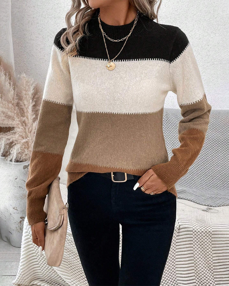 Maglione Donna Colorblock Morbido e Caldo