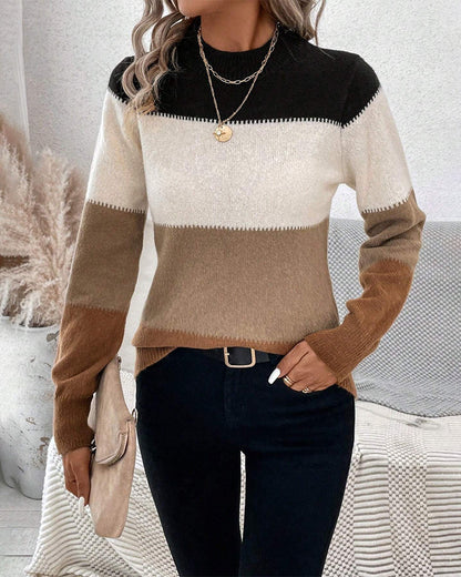 Maglione Donna Colorblock Morbido e Caldo