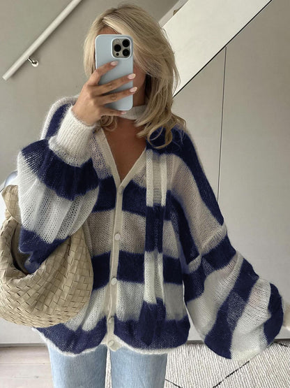 Cardigan Uomo Maglione a Righe Morbido