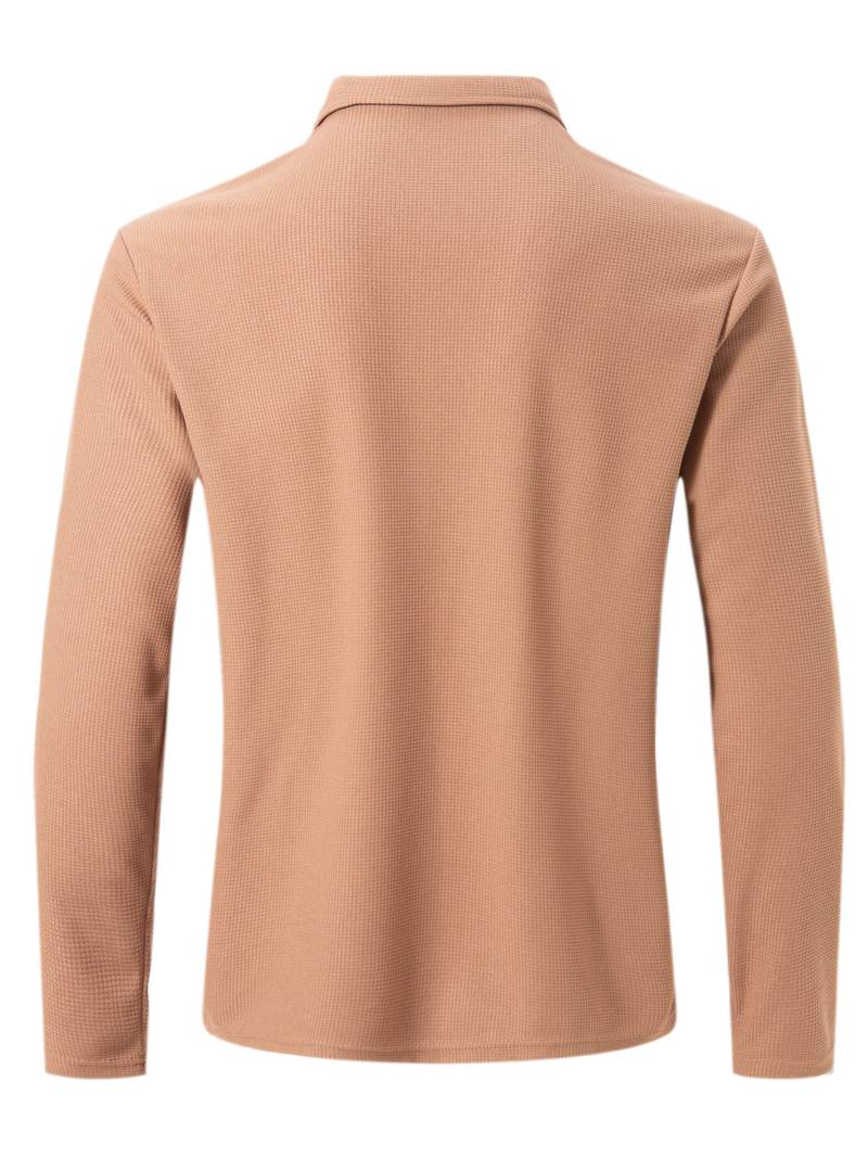 Maglia Uomo in Tessuto Waffle Manica Lunga Scollo a V
