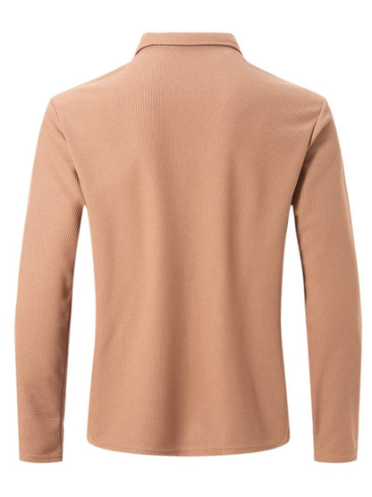 Maglia Uomo in Tessuto Waffle Manica Lunga Scollo a V
