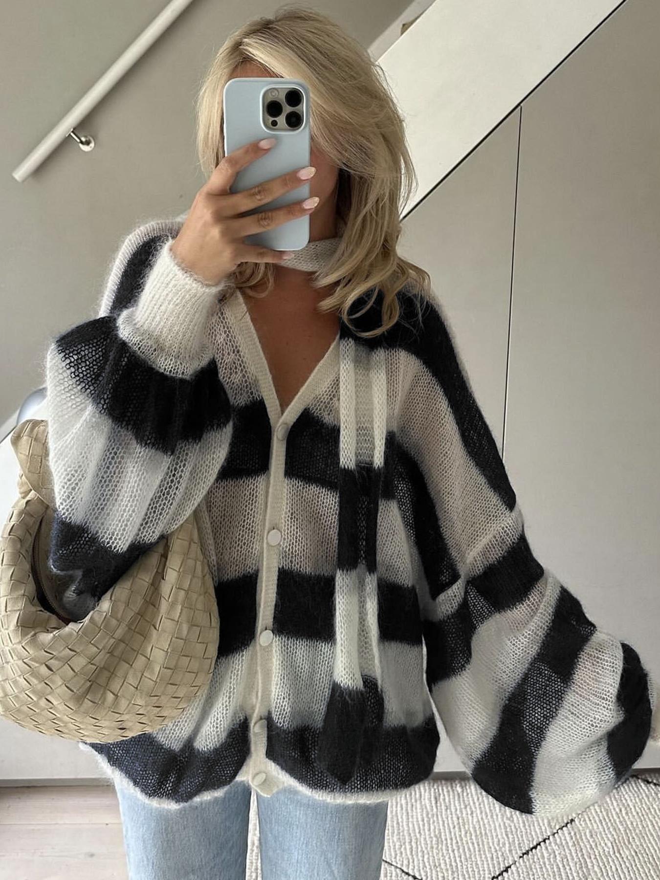 Cardigan Uomo Maglione a Righe Morbido