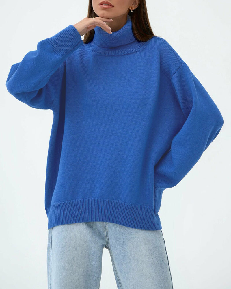 Maglione Oversize Donna Cotone Collo Alto Casual