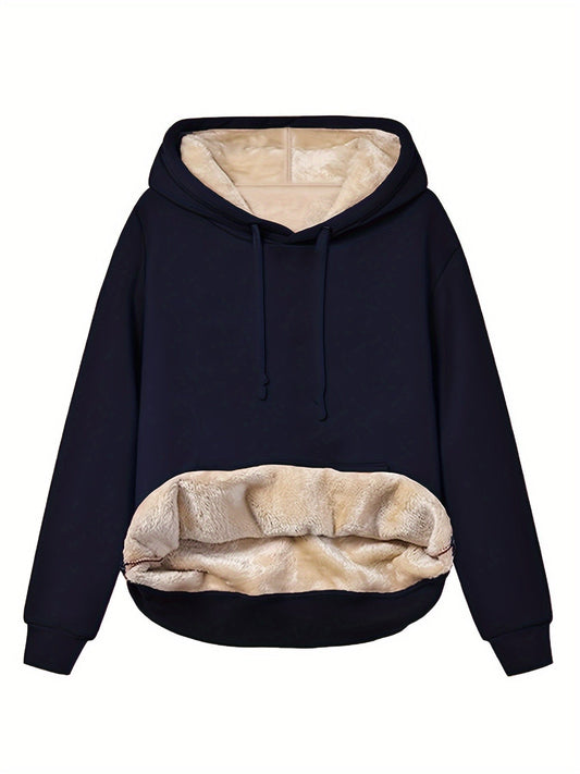 Felpa Donna con Cappuccio in Pile Comoda Casual - Brentozzi