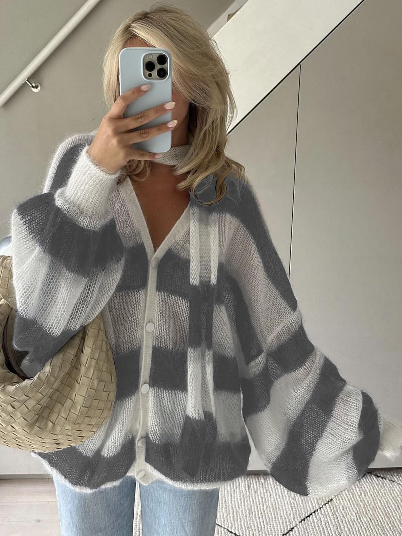 Cardigan Uomo Maglione a Righe Morbido