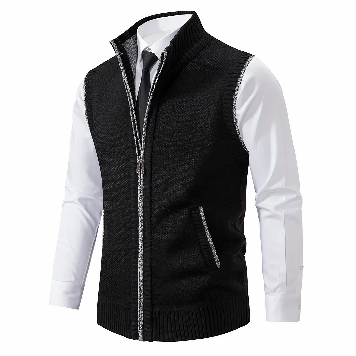 Gilet Uomo Maglia con Zip e Tasche