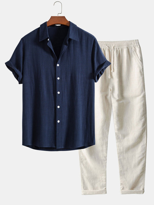 Completo Uomo Camicia Manica Corta e Pantaloni Estivi - Brentozzi