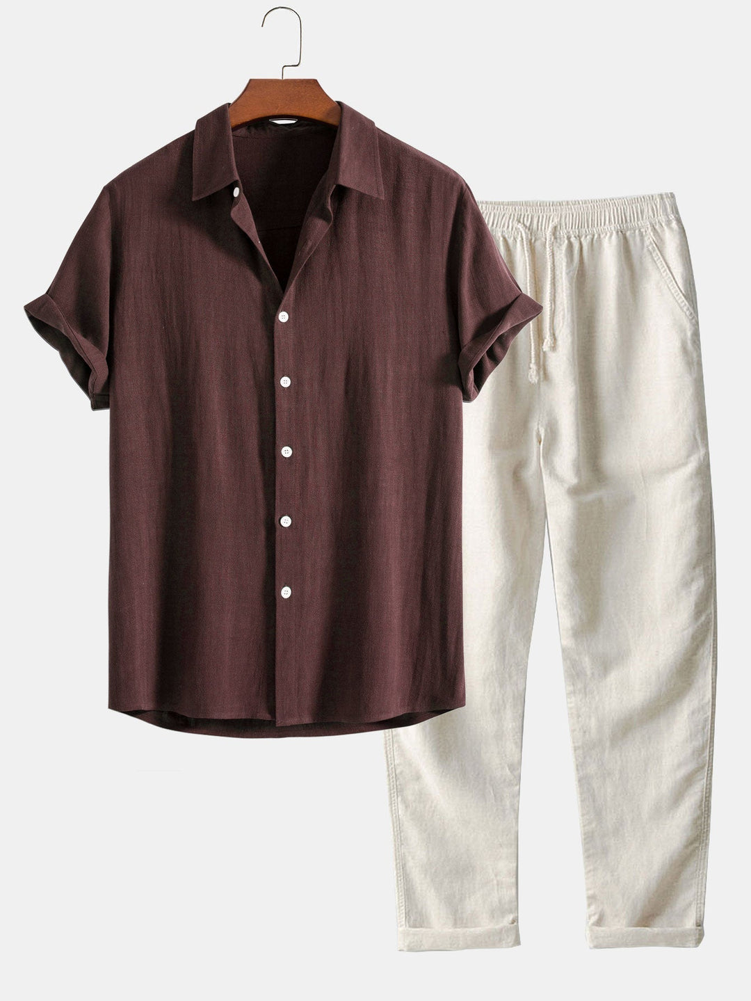 Completo Uomo Camicia Manica Corta e Pantaloni Estivi
