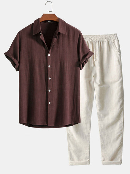 Completo Uomo Camicia e Pantaloni Estivo Leggero