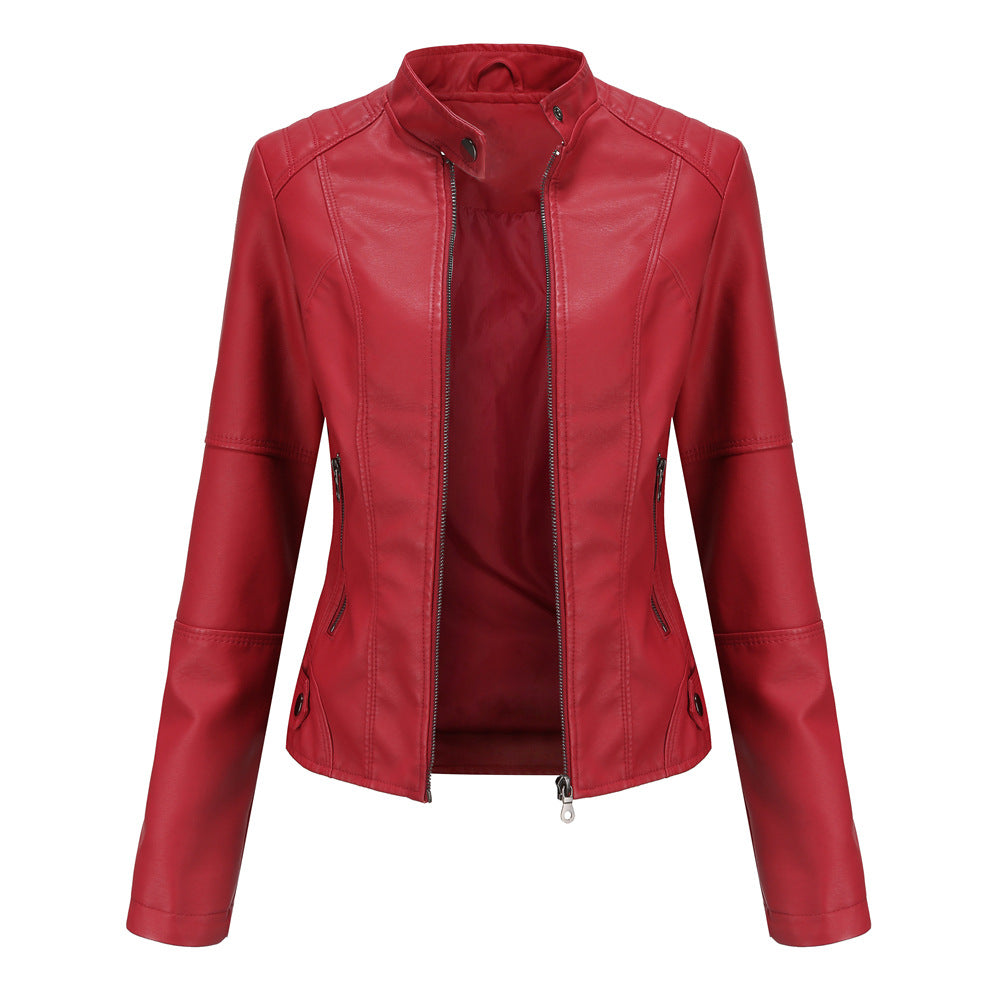 Giacca Biker Donna con Colletto a Sbuffo
