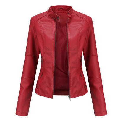 Giacca Biker Donna con Colletto a Sbuffo