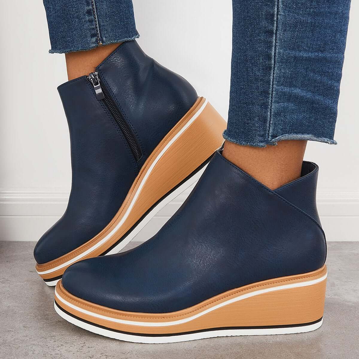 Stivaletti Donna Plateau Zip Chiusura