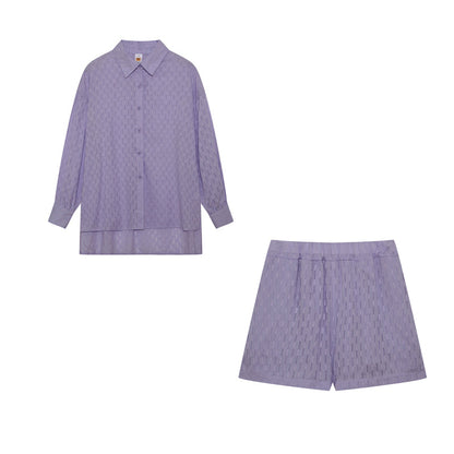 Completo Donna in Cotone Mix Blusa Oversize e Shorts