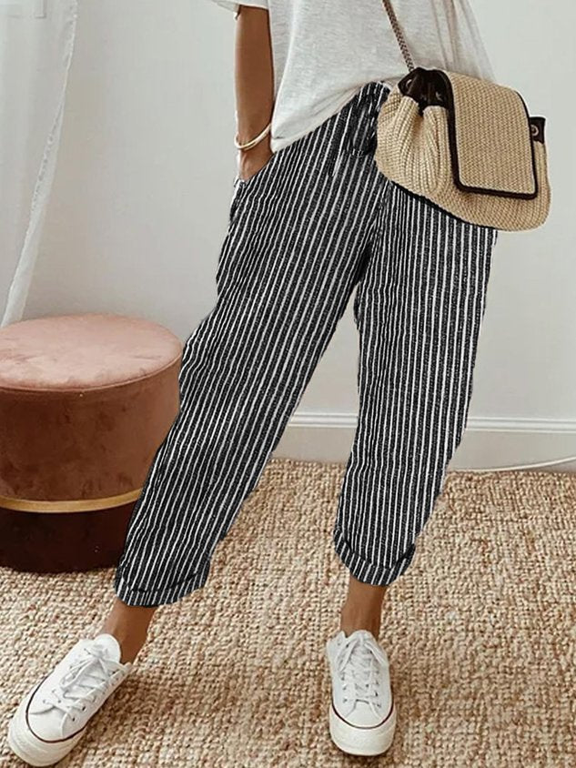 Pantaloni Lino Donna Estate con Coulisse