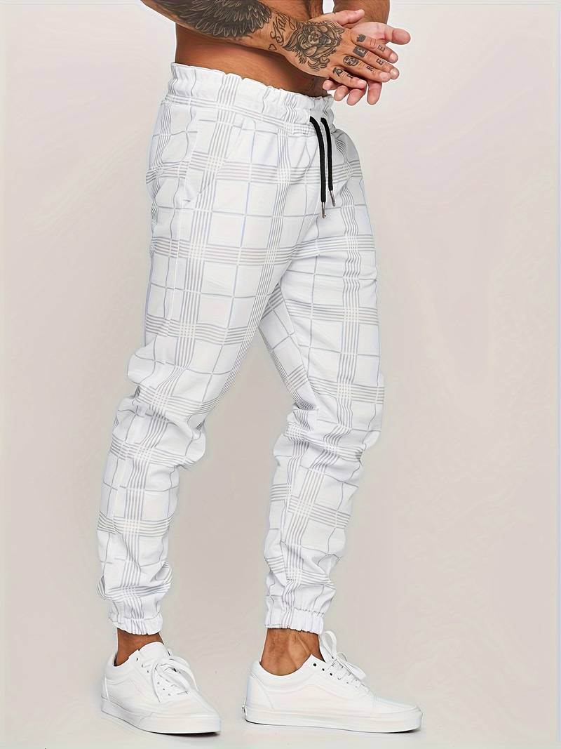 Pantaloni Jogging Uomo con Motivo a Quadri Comfort