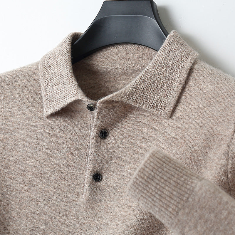 Polo Uomo Cashmere Manica Lunga Traspirante Comfort